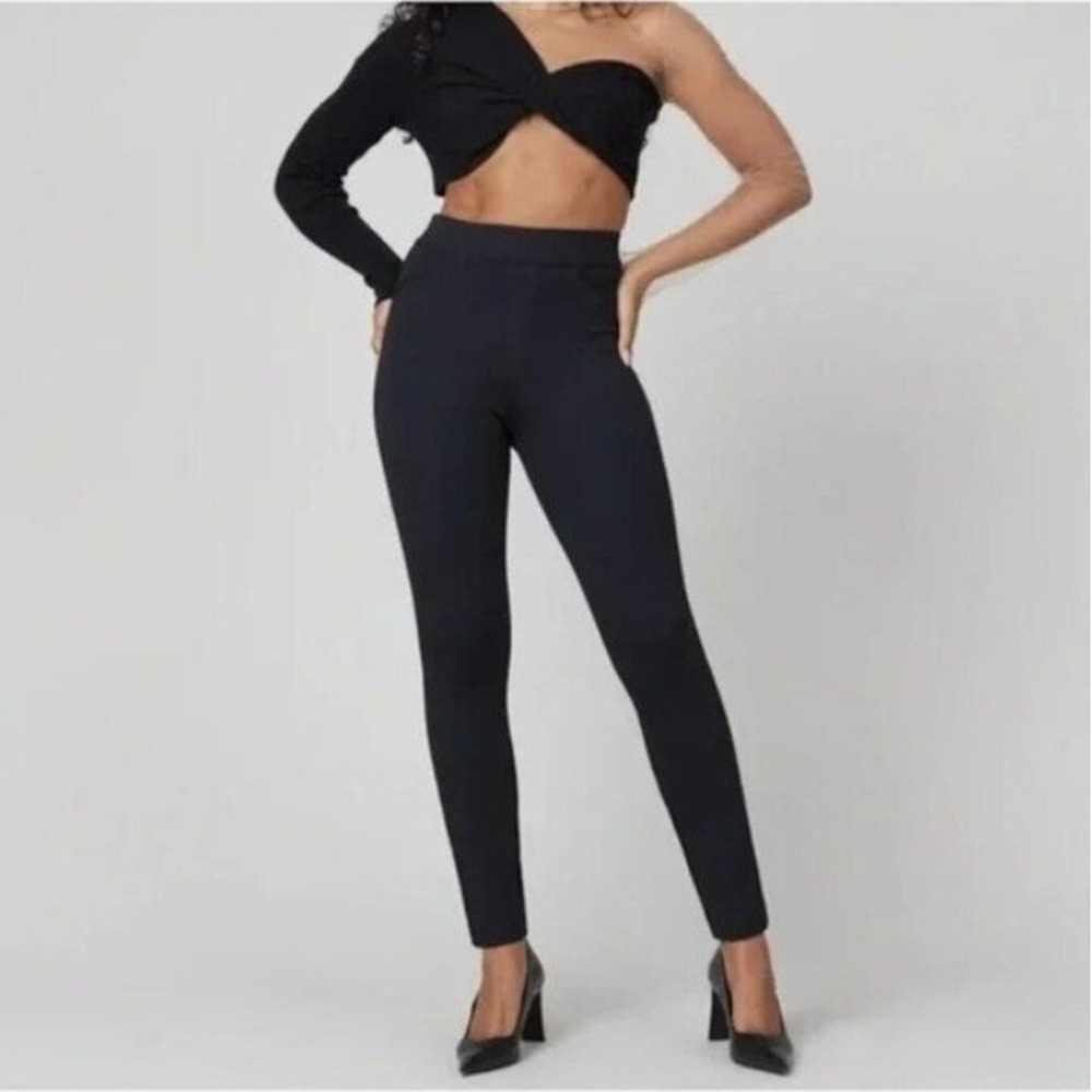 Spanx The Perfect High Rise Slim Ankle Pants Women M Black Backseam Chic Pull On